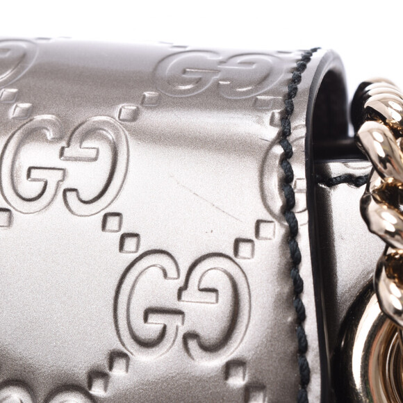 Gucci Guccissima Emily Chain Shoulder Bag Gray Patent Vernis Leather - Picture 9 of 9